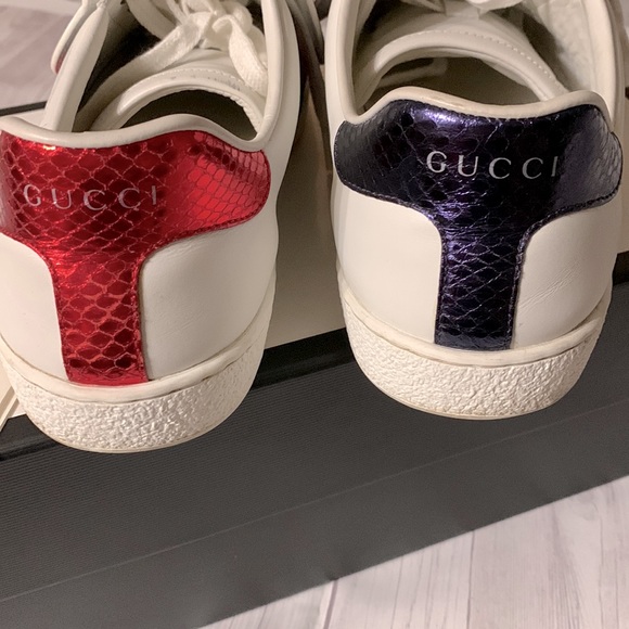 🤍❤️🤍❤️🤍💯 % AUTHENTIC GUCCI ACE SNEAKERS SIZE 10 FOR WOMEN/ SIZE 7 FOR MEN / - Picture 6 of 12